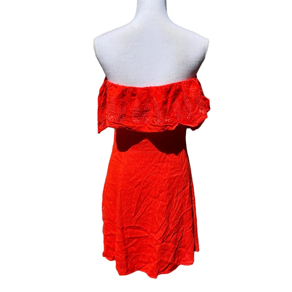 Sugarlips Mini Dress Off The Shoulder Red Embroidered Women's Size Large - Image 4