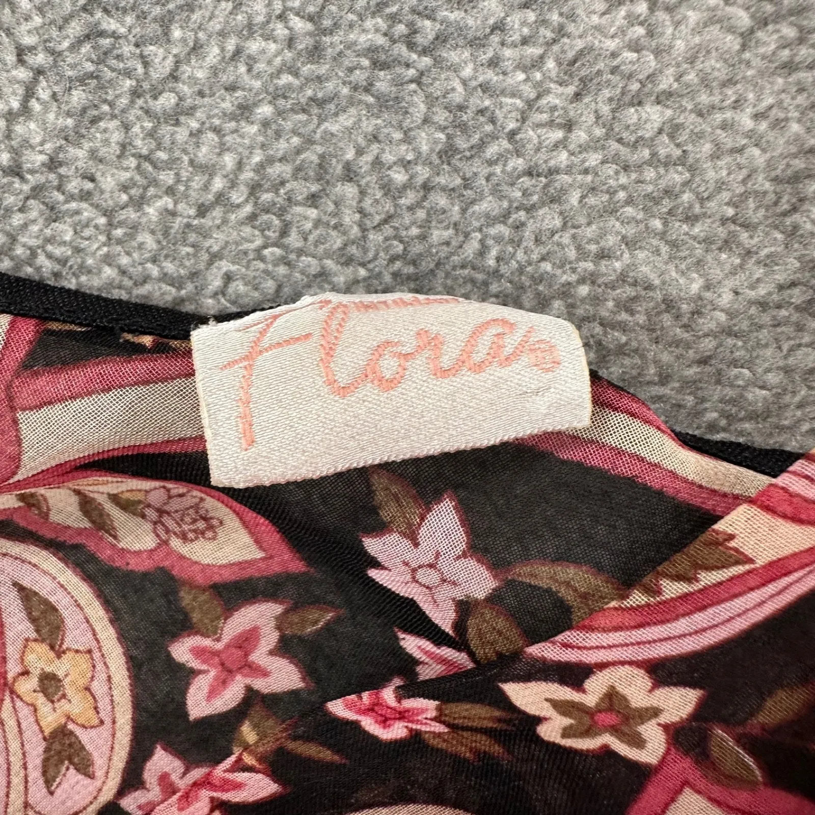 Vintage Intimately Flora Sheer Camisole Lingerie Top Size Medium Black Floral - Image 3