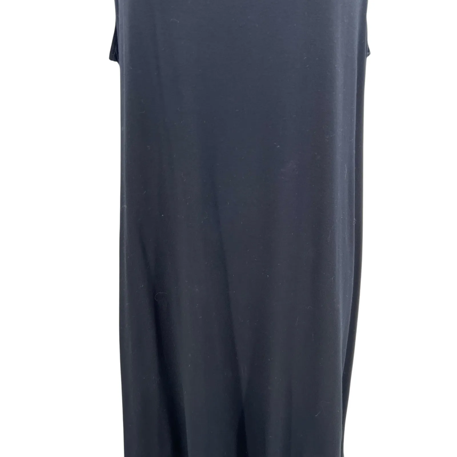 Eileen Fisher Jersey Tank Dress Contrast‎ Hem Crochet Knit Black Size XL - Image 5