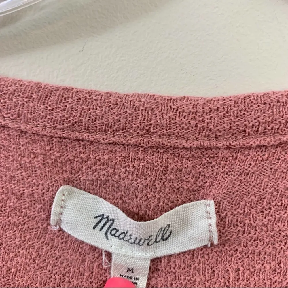 Madewell Rosewood Pink Textured Long Sleeve Side Tie Waste Top - Image 3