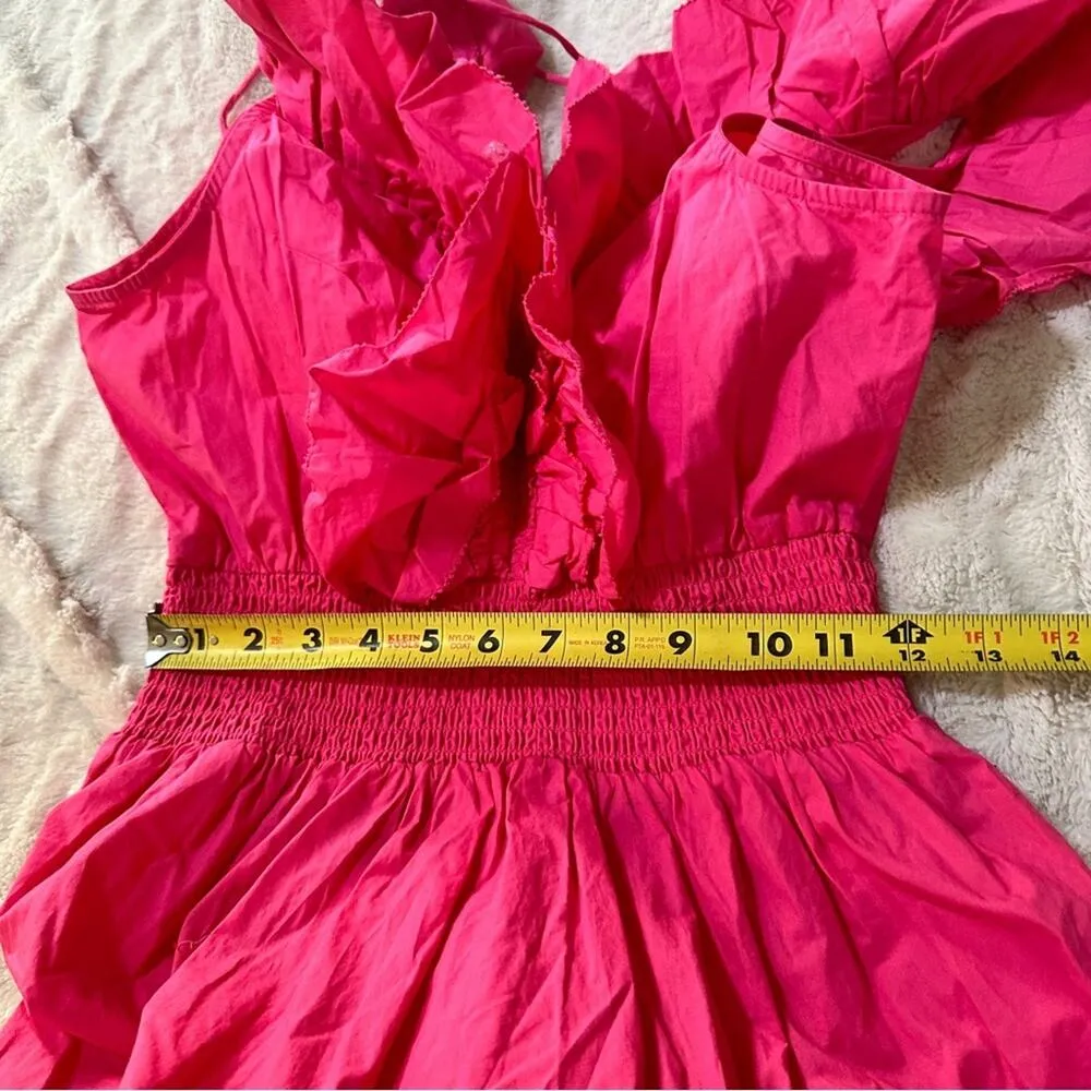 House of Harlow 1960 Size S Pink Ruffle V-Neck Maxi Dress Girly Feminine TeaTime - Image 9