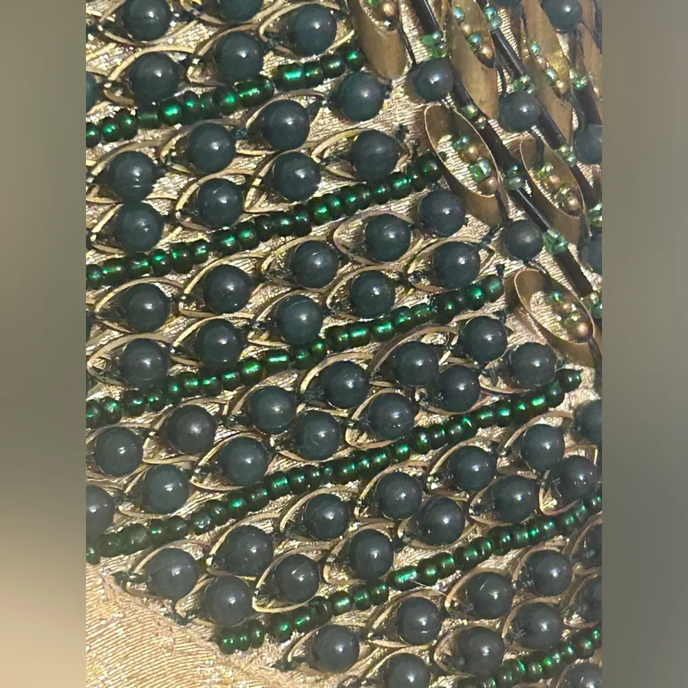 Shoshanna - Gold Brocade Mini Dress W/ Green & Golden Sequins Size 4 Women’s - Image 8