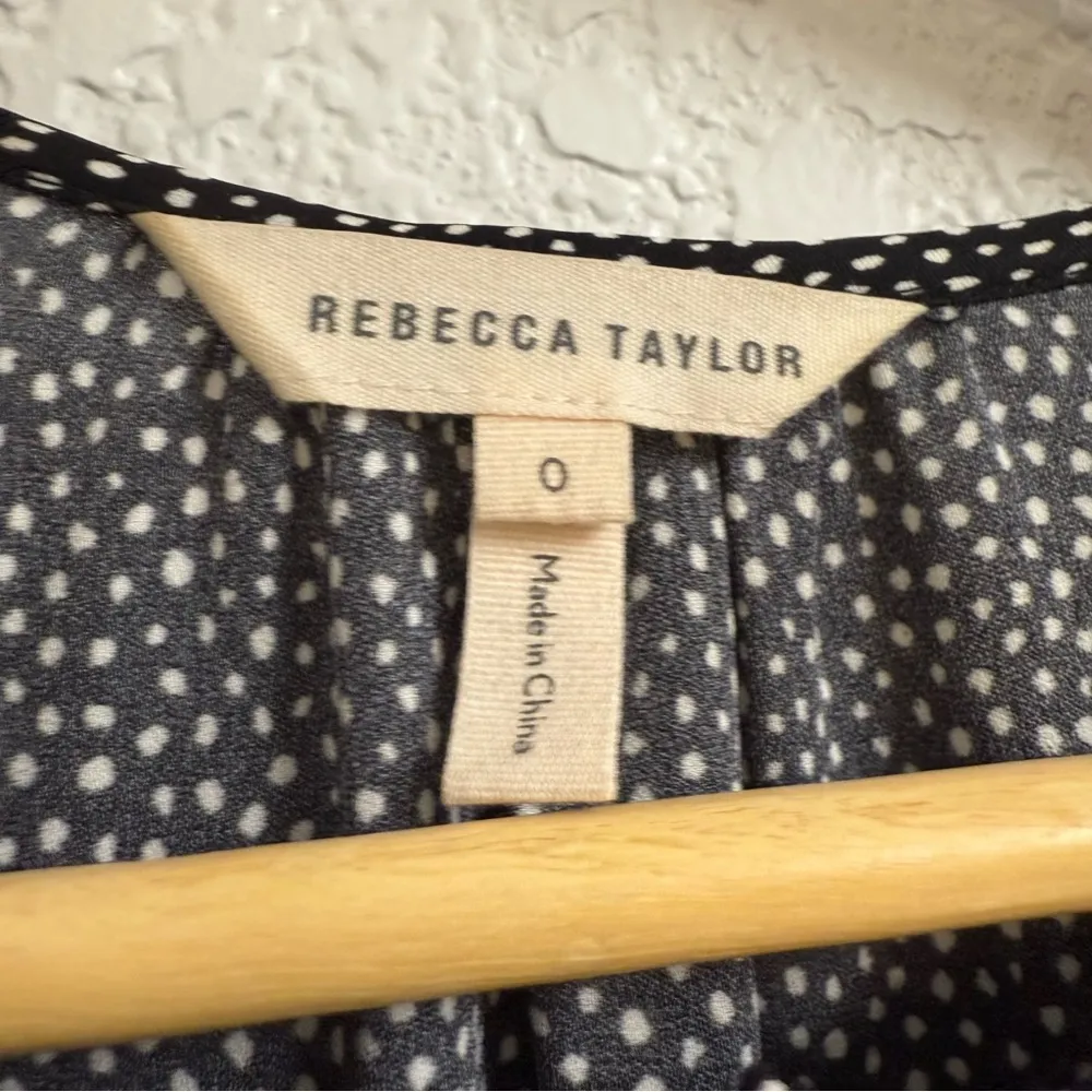 Rebecca Taylor Black Polka Dot Dress Size 0 100% Silk - Image 3