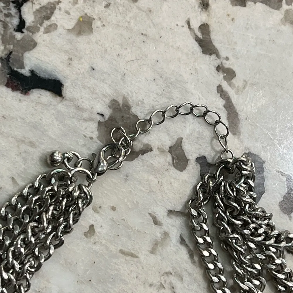 Women’s Multi Tier Black Clear White Chain Stone Bead Necklace - Image 4