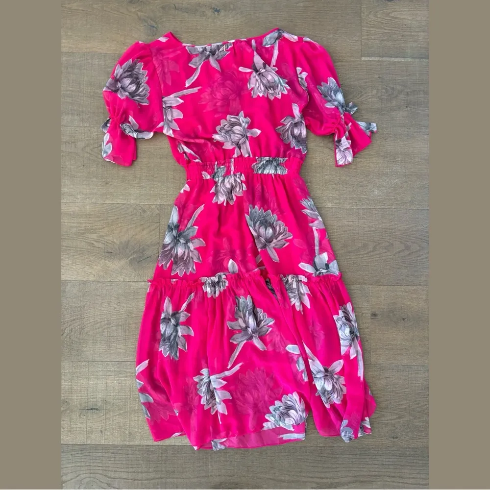 misa dariya pink floral print sheer midi dress tassels - Image 7