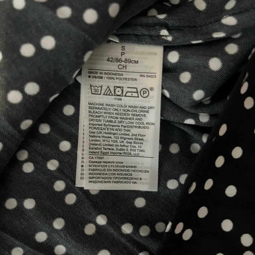 Banana Republic Black White Polka Dot Cowl Neck Surplice Blouse SP Work Casual - Image 14