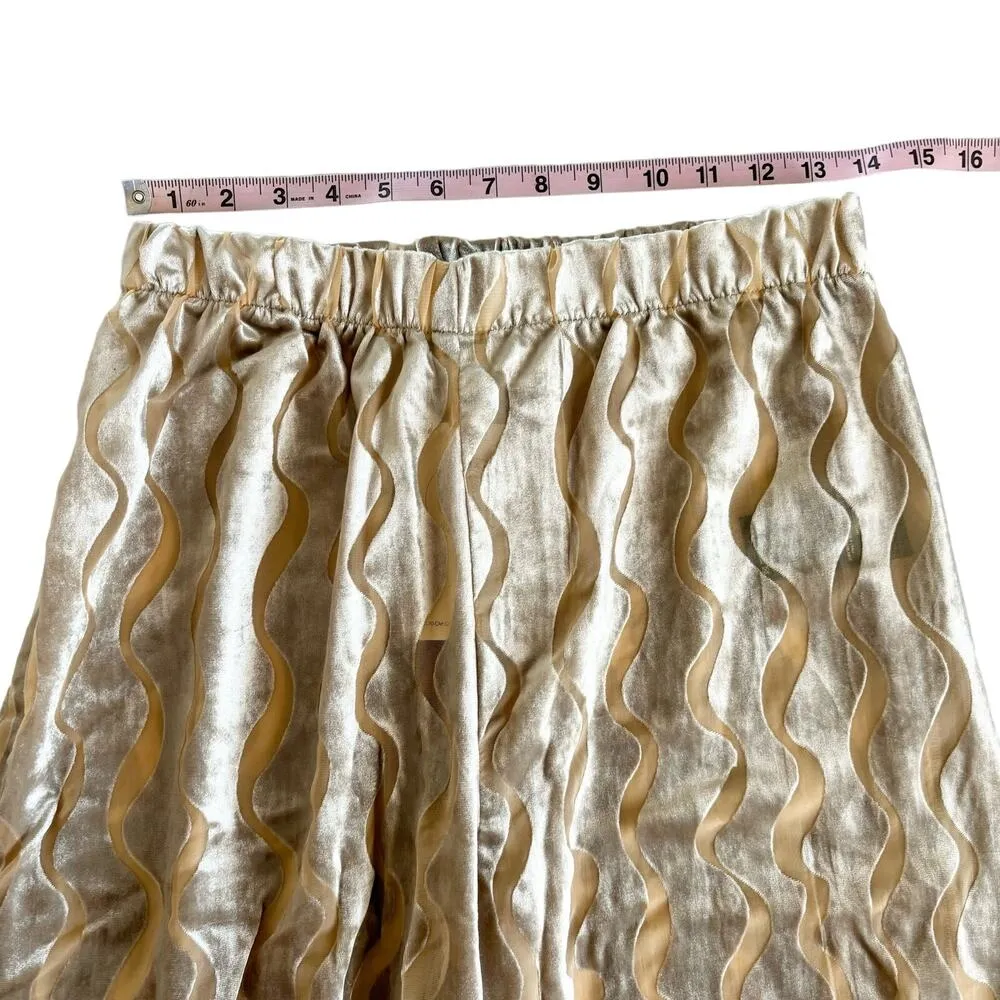Urban Renewal Parties Remnants Neutral Gold Velvet Burnout Pull On Pants Medium - Image 2
