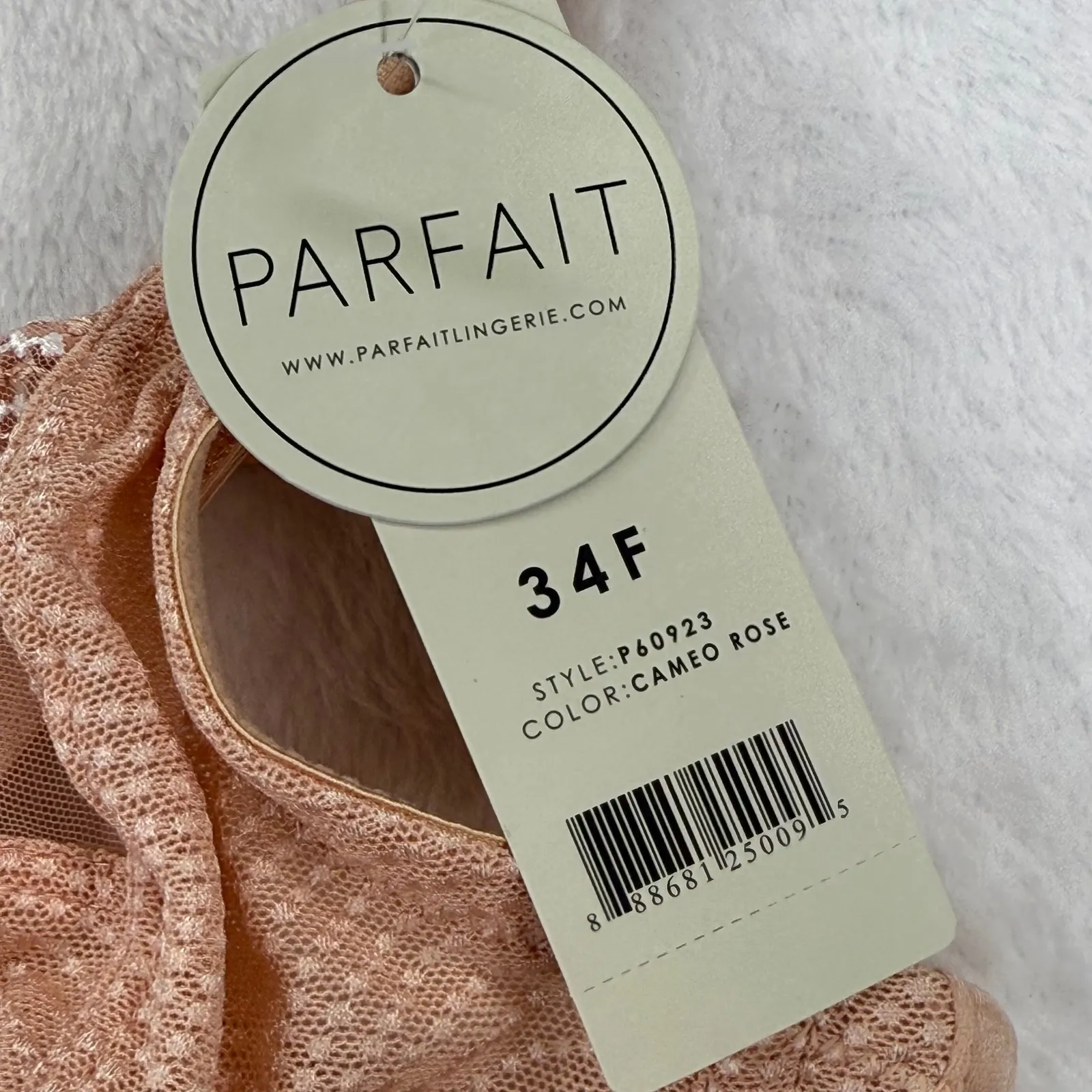 Parfait Cameo Rose Unlined Underwire Bra P60923 Lace Bow Detail 34G Tan Size undefined - Image 3