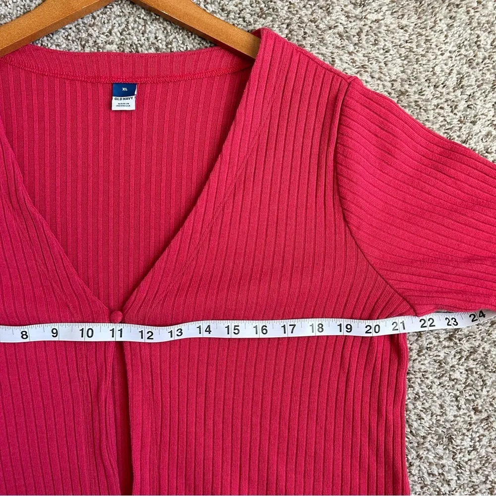 Old Navy Pink Ribbed Cardigan Single Button XL Valentine’s Day Casual - Image 6