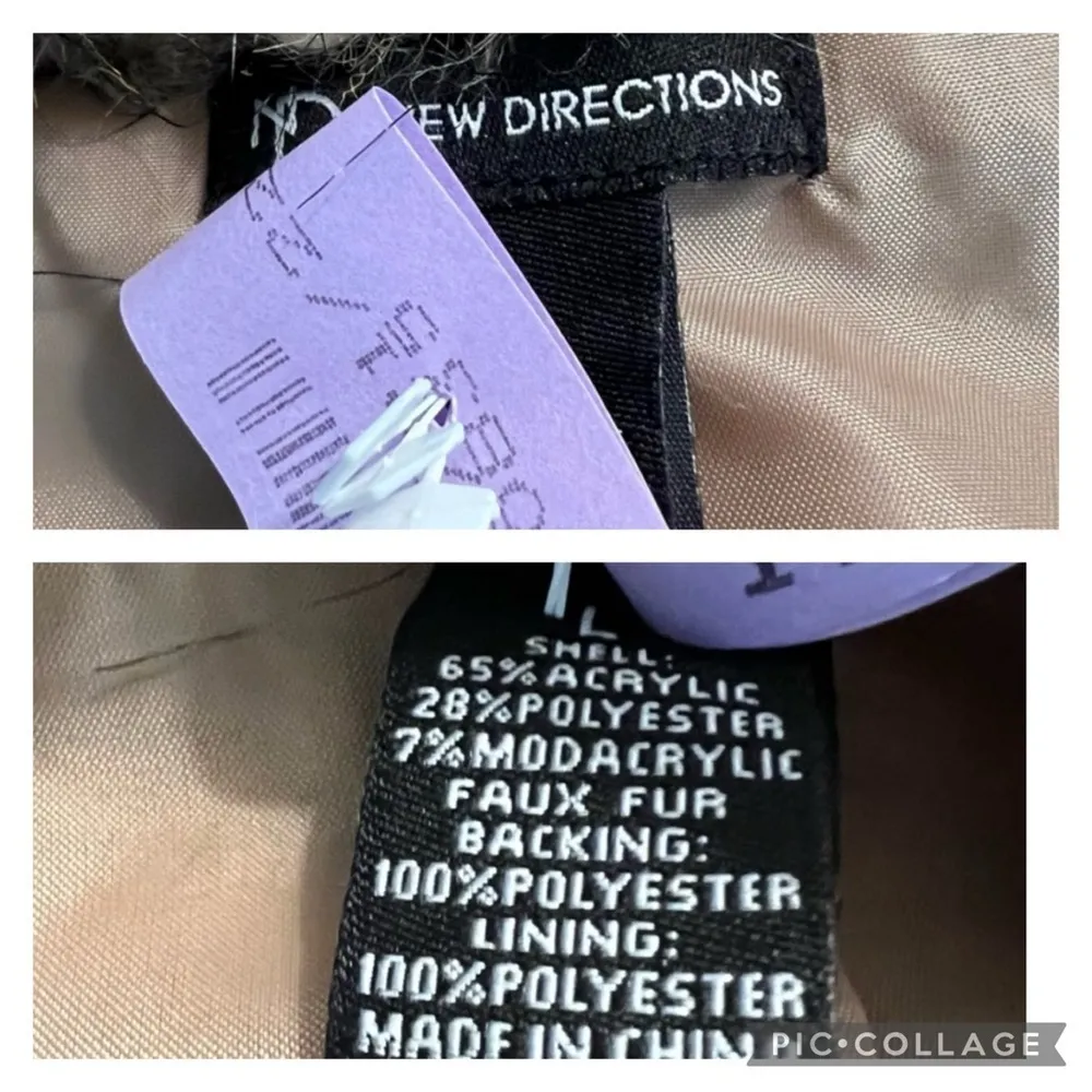 New Directions Faux Fur Vest Brown Open Front L Shaggy Plush Chunky Layering Tan Size L - Image 14