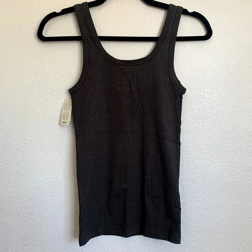 NWT Aerie Ribbed Scoop Neck Tank Top in Charcoal Gray - Image 2