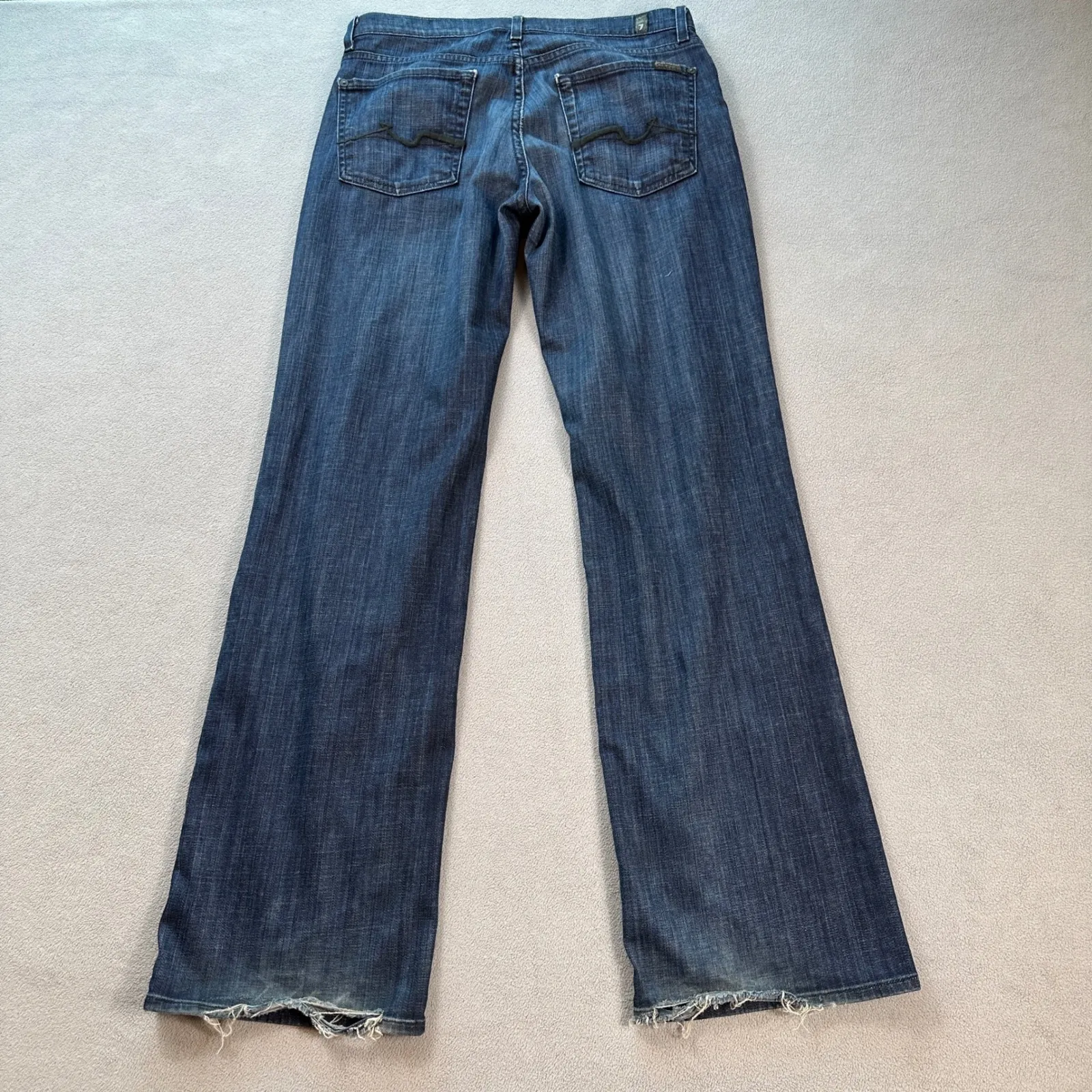 7 For All Mankind Jeans Womens 31x33 Made in USA Relaxed Bootcut Dark Wash Mid R - Image 2