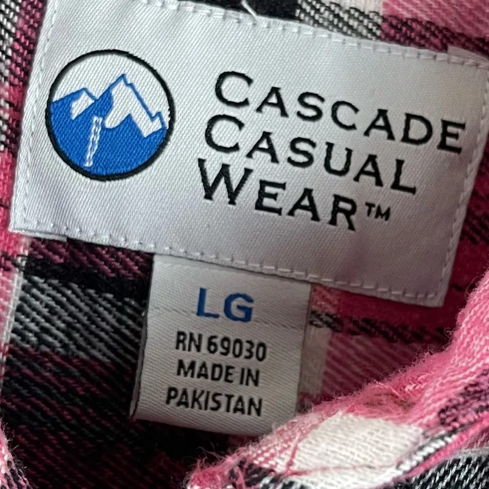 Cascade Casual Wear Large Flannel Plaid Shacket Button Up Barn Chore Farm Winter Pink - Image 4