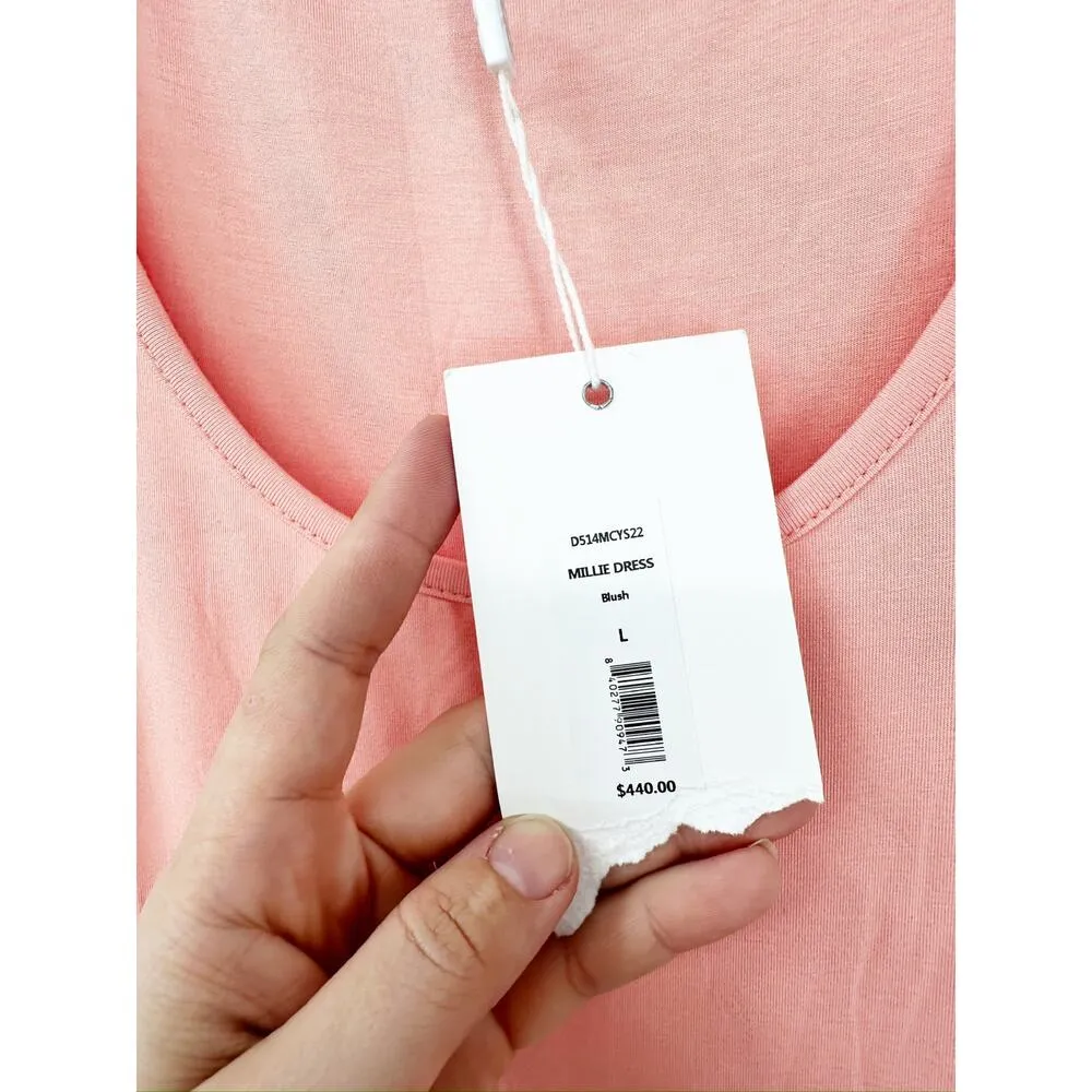 Caroline Constas Millie Pink Gathered Jersey Long Sleeve Scoop Neck Dress Size L Size L - Image 5