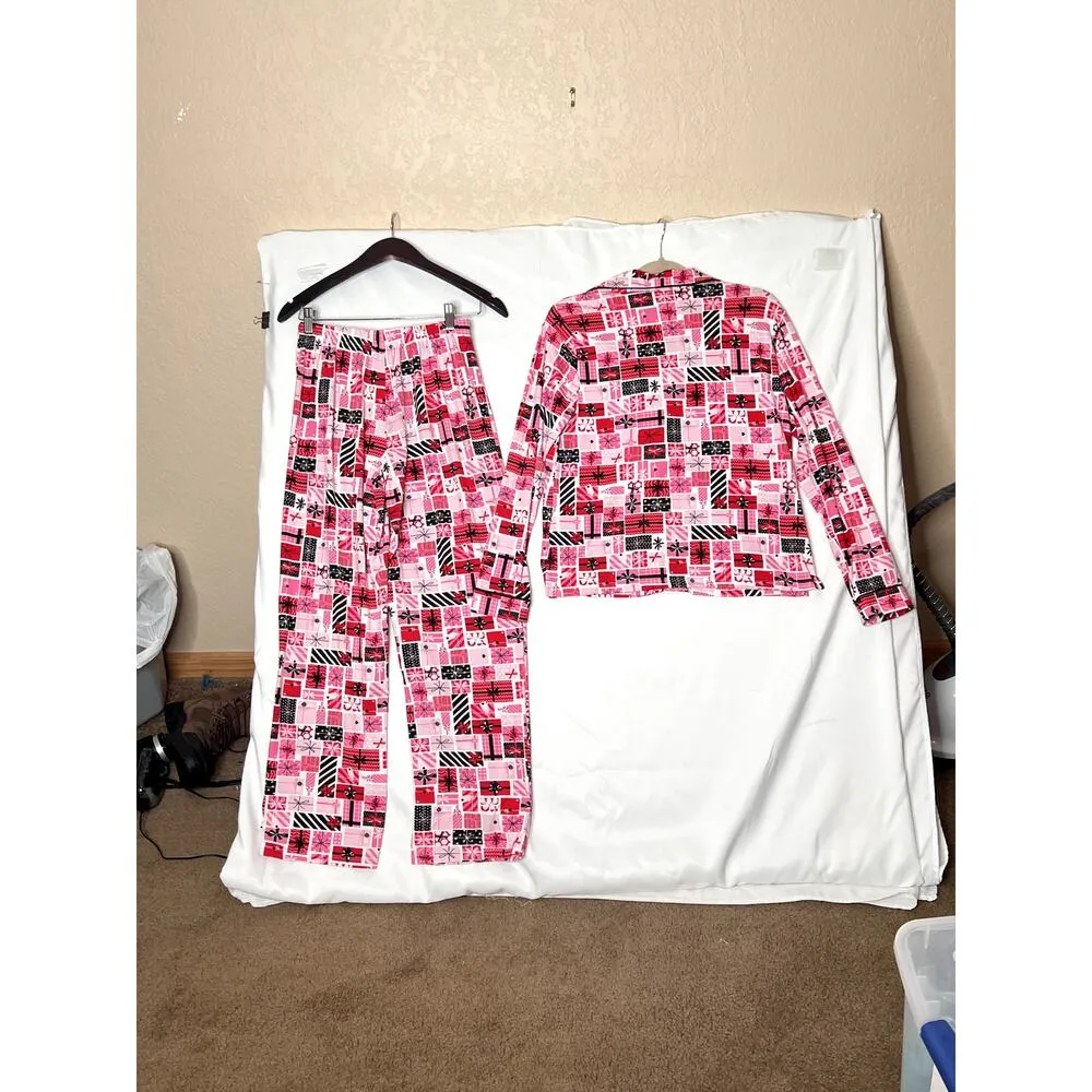 Kate Spade size S pajamas pink/red button-up top pul on pants  lounging,comfy - Image 2