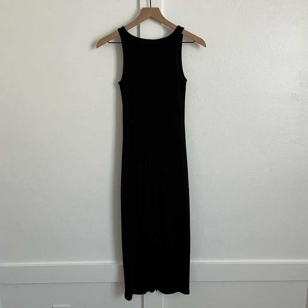 Quince Tencel Rib Knit Sleeveless Dress Black - Image 3