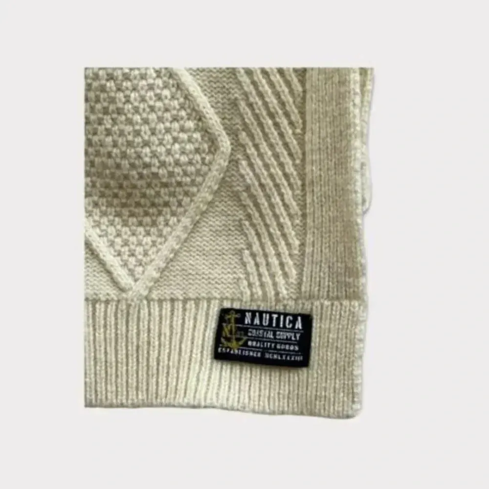 Nautica Cable Knit Wool Blend Scarf 9.5 inch by 17 inch Cream New without‎ tags‍ - Image 2