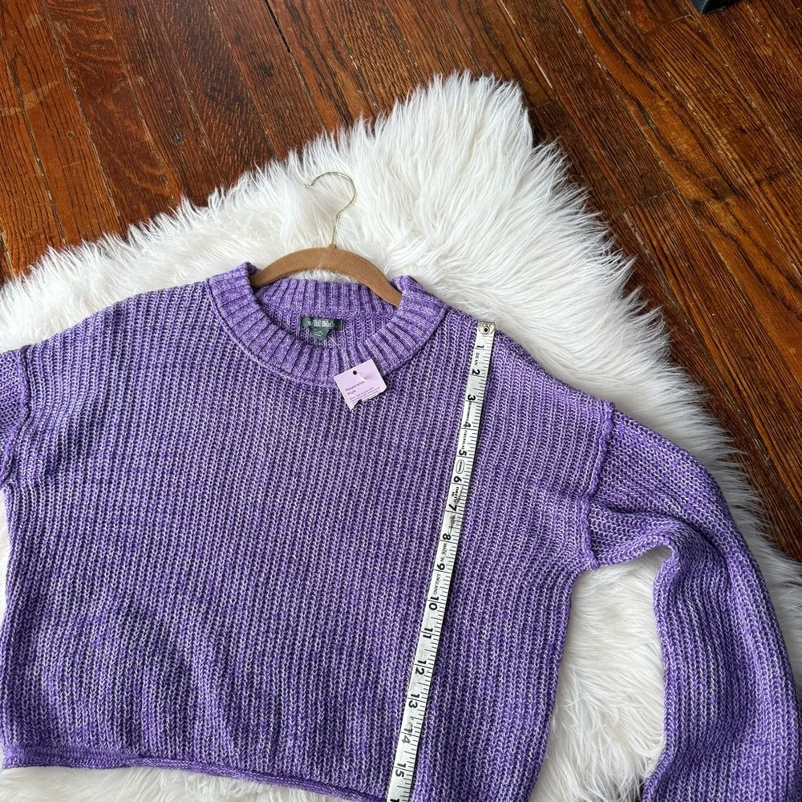 Purple Heather Cropped Sweater Lavender Haze Bell Sleeves NWT Size XS - Image 5
