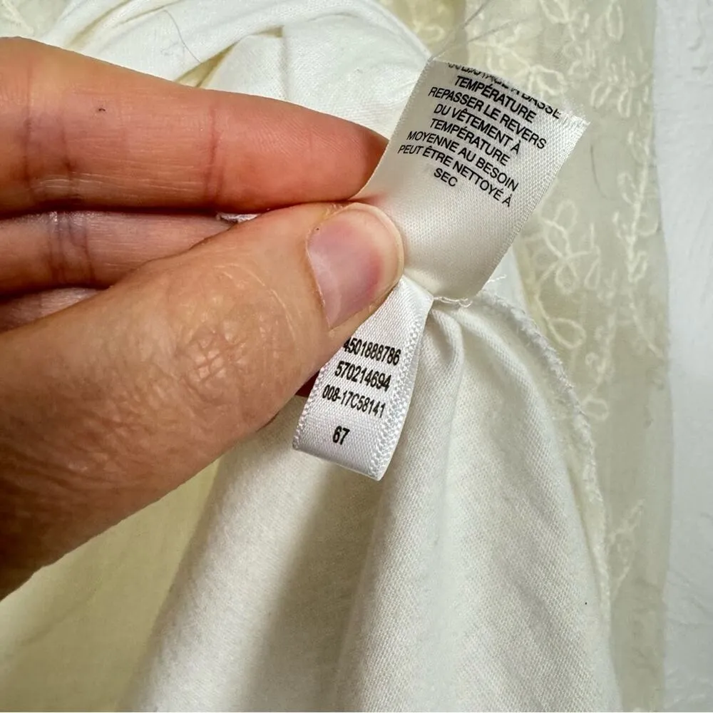 Chicos Cream Crochet Sheer Long Sleeve Blouse Womens M Boho Festival Hippie - Image 7