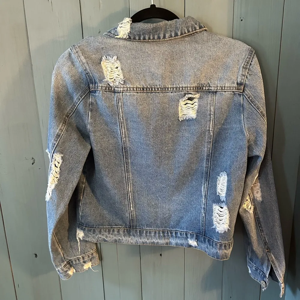 Distressed Denim Jacket-Highway Jeans, Size Medium - Image 3