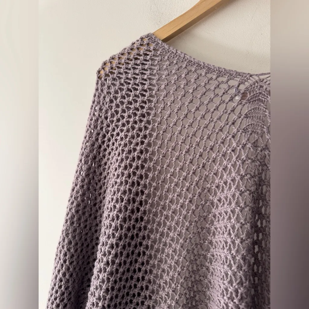 American Eagle Don’t Ask Why Purple Open Knit Cardigan Sweater - Image 4