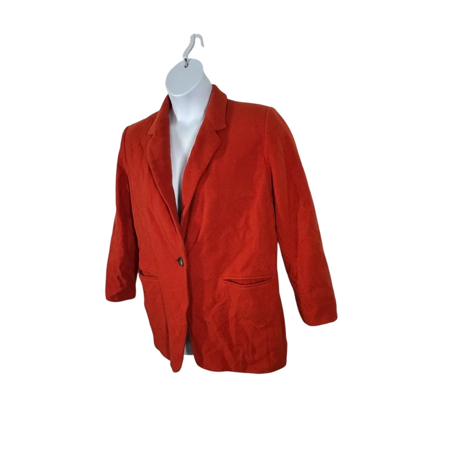 Harve Bernard Vintage 80s Orange Blood Wool Cashmere Blend Blazer Size 12 - Image 5