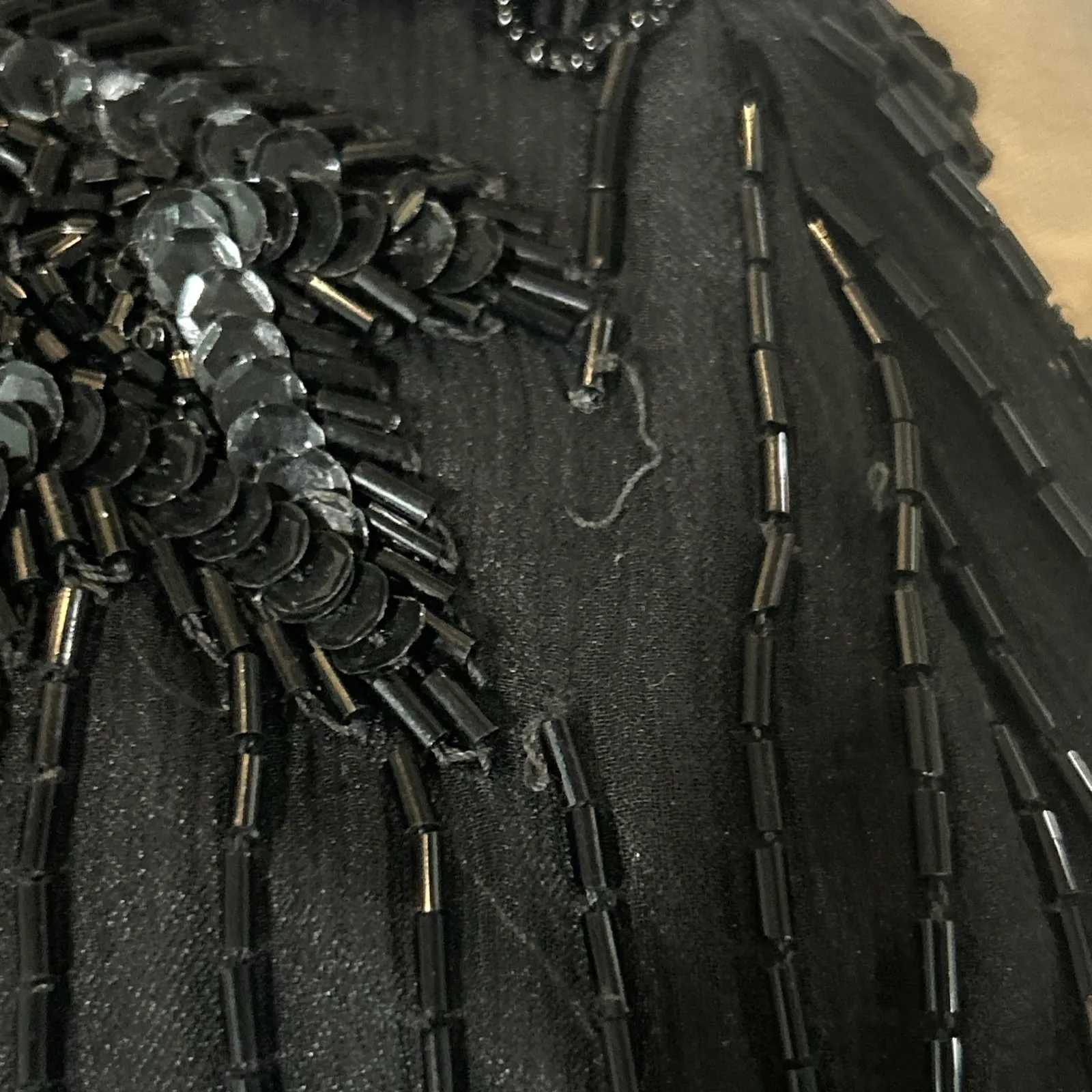 Vintage Right Choice Silk Beaded Gown Black Evening Dress 1980s Made‎ in India Size 6 - Image 14