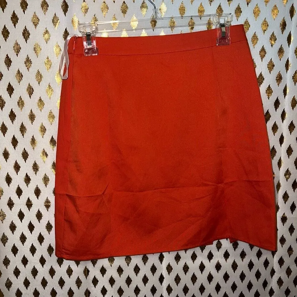 NWT Missguided tall Tailored Double Split slit Mini Skirt orange size 4 - Image 3
