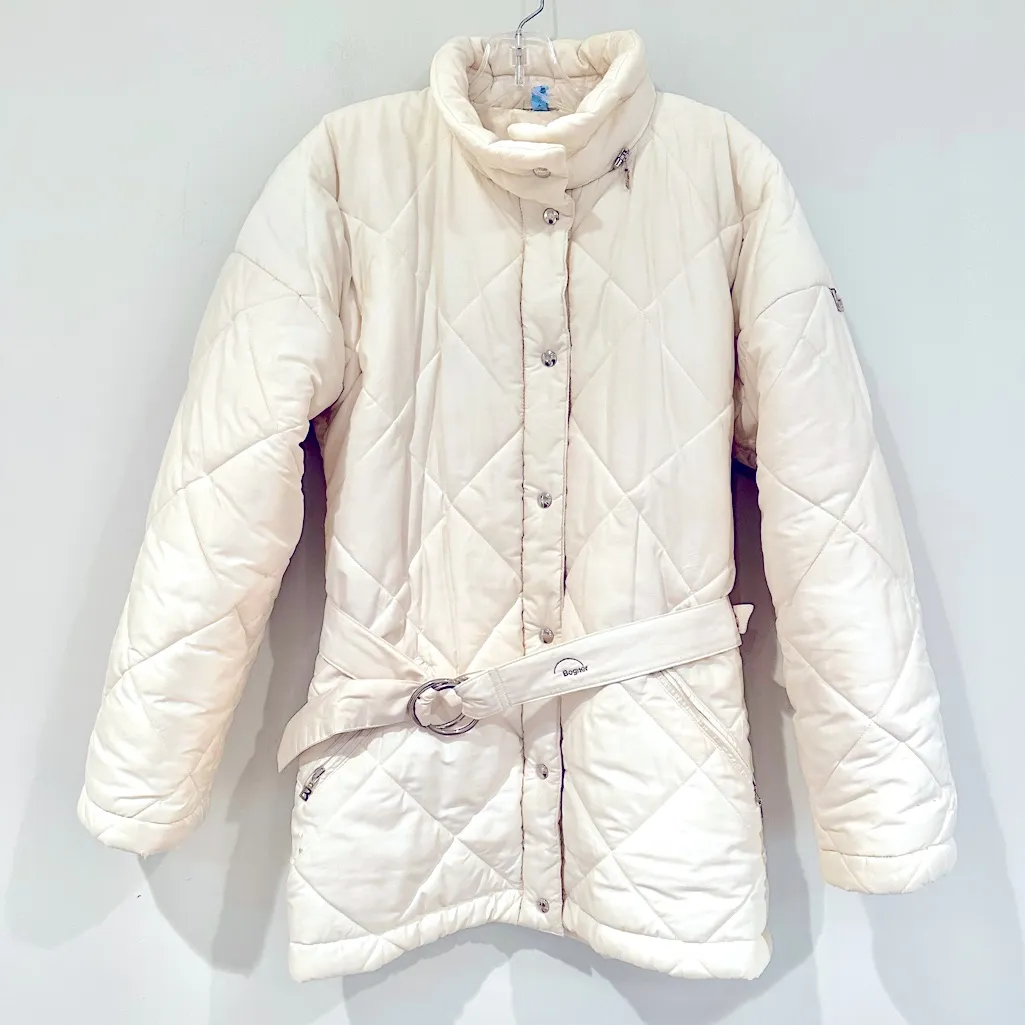 Bogner Puffer Winter Coat Jacket Women’s M Ivory Belt Vintage SEE DESCRIPTION Size M - Image 1
