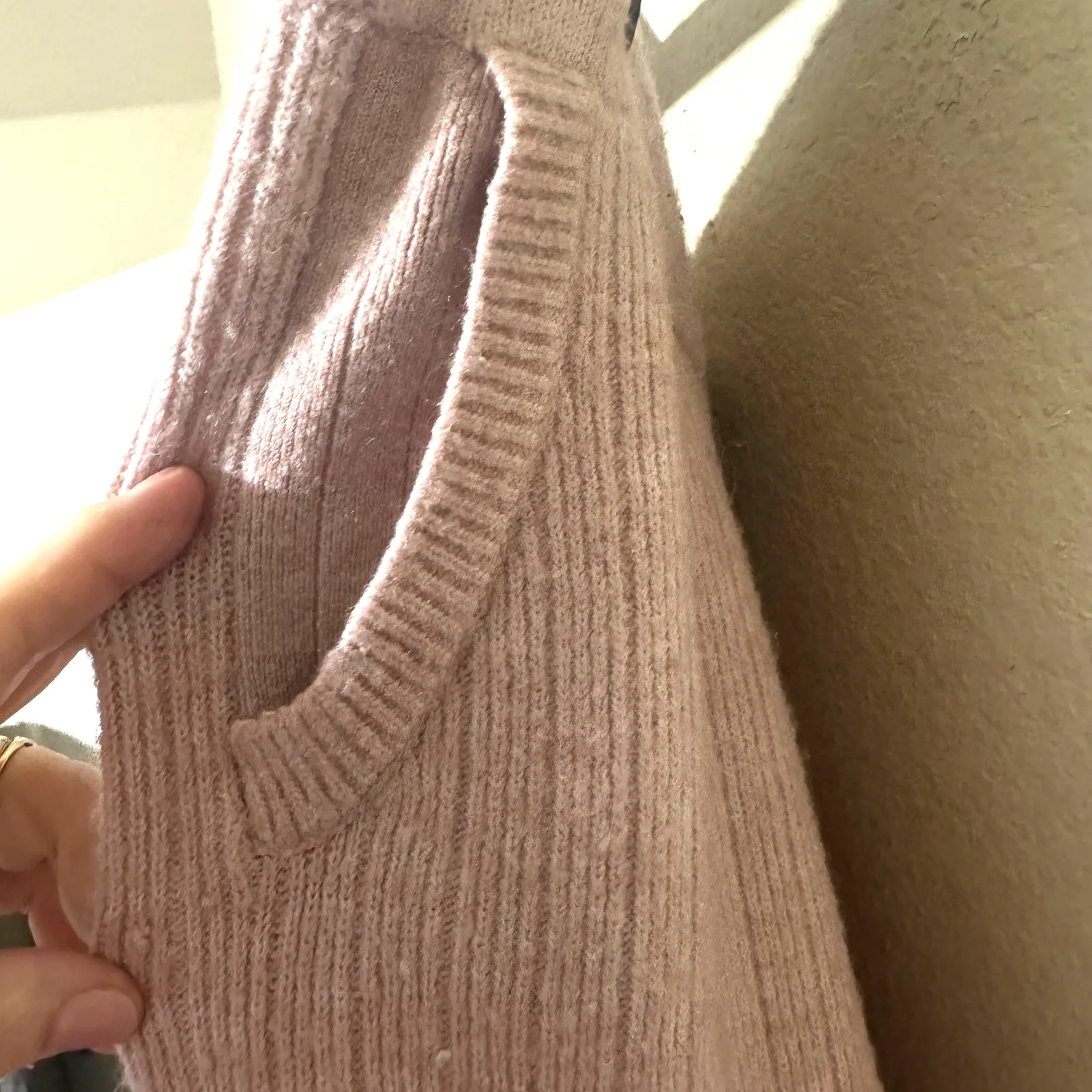 DKNY Cashmere Blend Lounge Pants Pink Soft Sweater wide leg Drawstring Pockets - Image 7