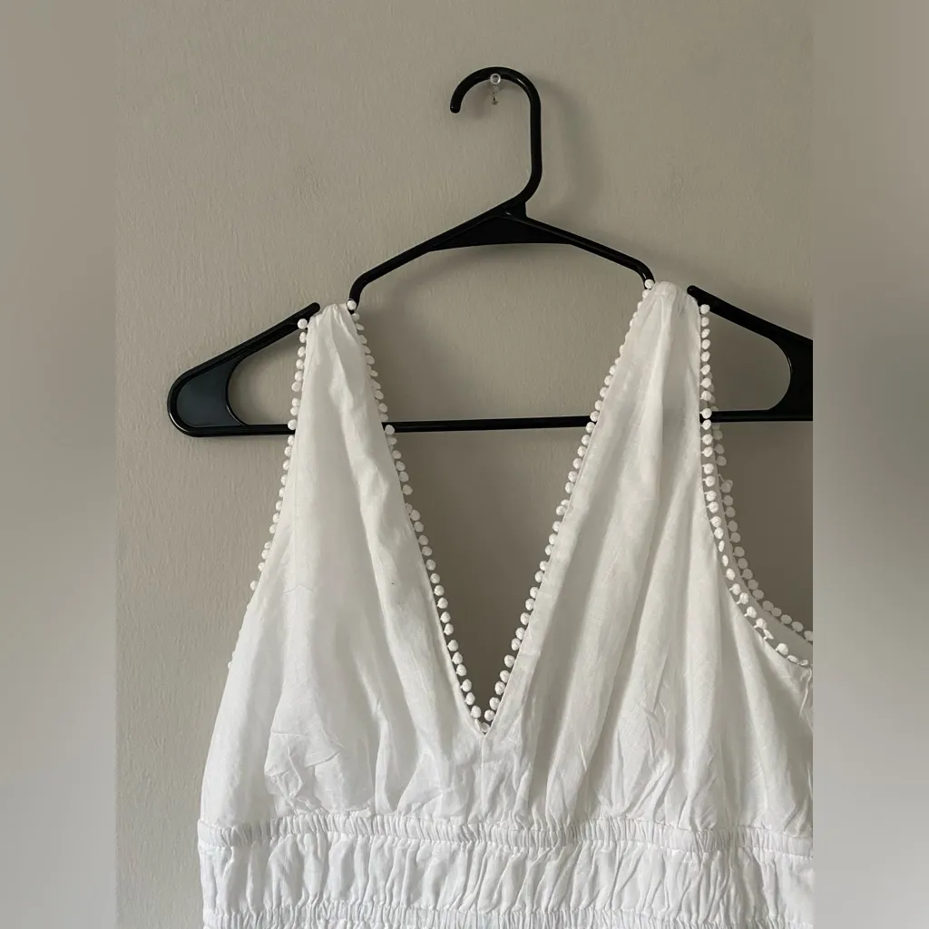 Ann Taylor White Bohemian Coastal Romantic Smocked 100% Cotton Maxi Dress size8P - Image 7