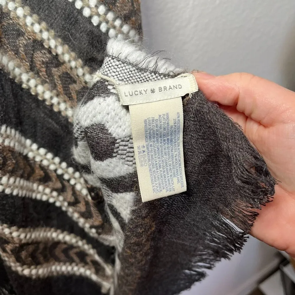 Lucky Brand Open-Front Knit Kimono Cardigan Shawl boho  Fringe Hem One Size - Image 10