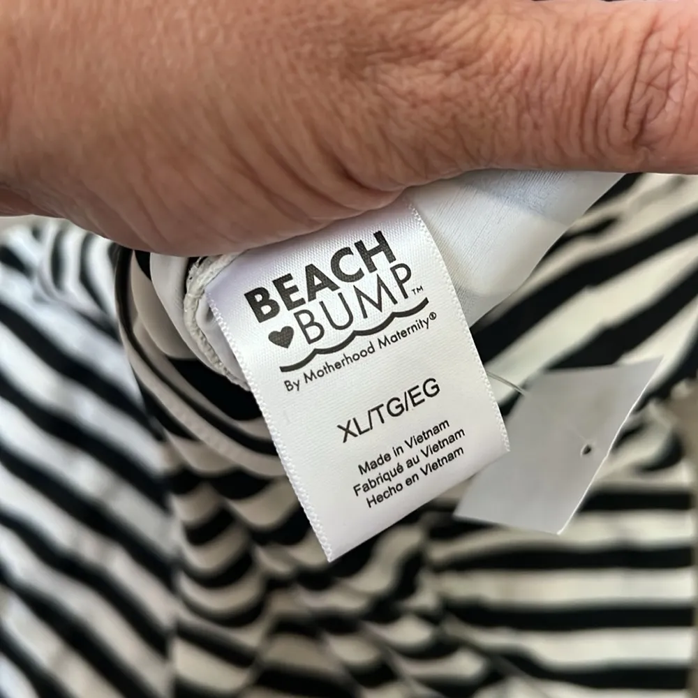 MOTHERHOOD MATERNITY Beach Bump™ Striped Halter One Piece Maternity Swim Sz XL + - Image 7