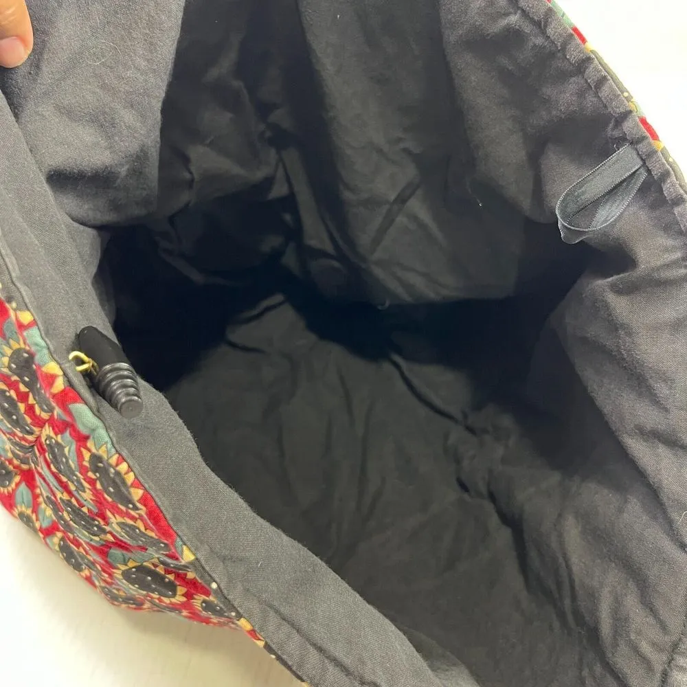 80s 90s Style Tote Shoulder Weekender Library Bag Cotton Floral Botanical Print - Image 5