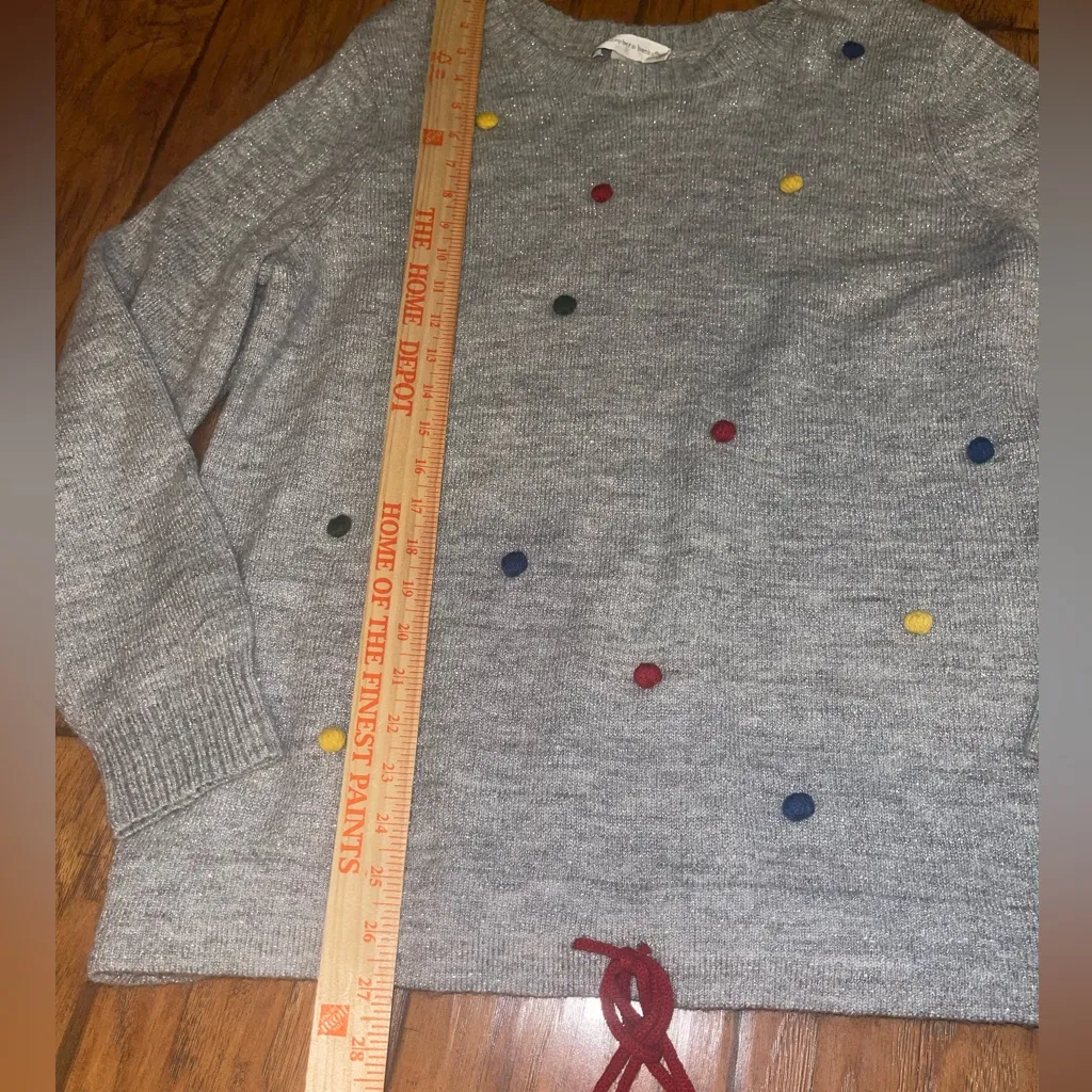 CHRISTOPHER AND BANKS Large Gray Sweater Dots Metallic Drawstring Waist top - Image 5