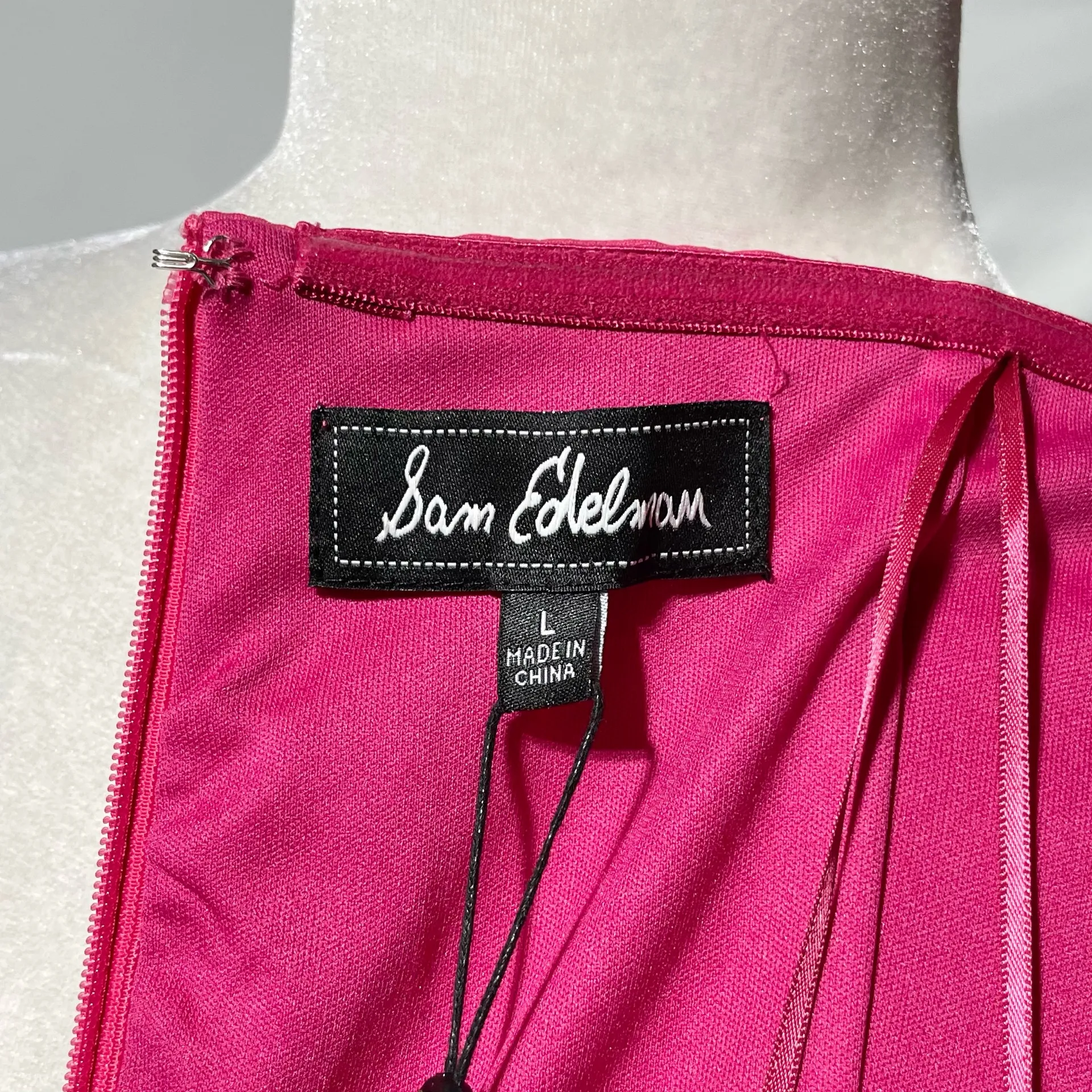 New Sam Edelman Bow Tie Strapless Mini Dress Fuchsia Pink Size Large - Image 17