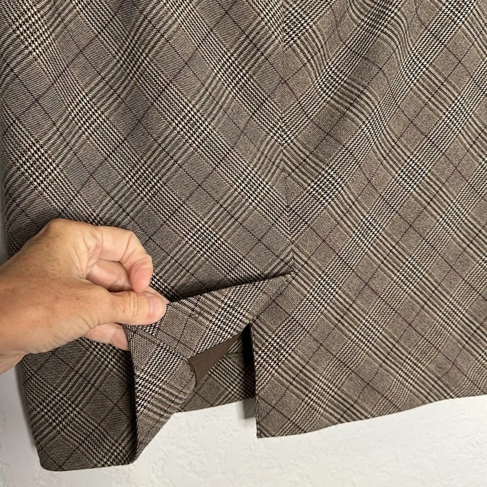 The Limited Brown Houndstooth Plaid Skirt Academia School Fall Preppy Twee Y2K - Image 5