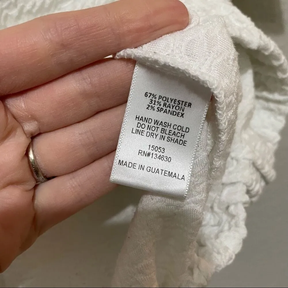 Sunday In Brooklyn White Textured Short Sleeve V Neck Sweater Womens M Top - Image 6