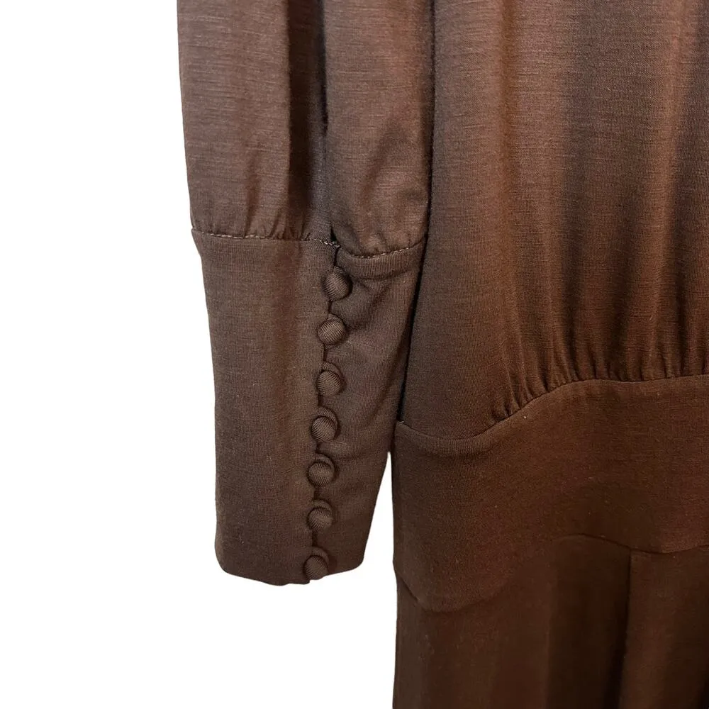 BCBG MAXAZRIA Wool Blend Long Sleeve Brown Midi Dress Size Small - Image 4