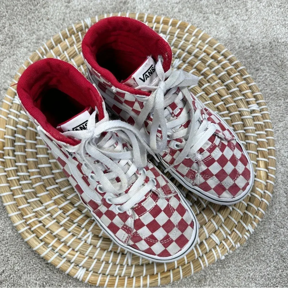 Vans Women’s Filmore High-Top Checkerboard Red Lace Up Sneakers Size 6 - Image 4