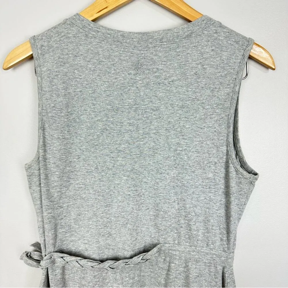 Athleta Gray Faux Wrap Sleeveless Casual Organic Cotton Athletic Belted Dress M - Image 9