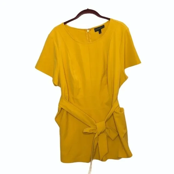 LANE BRYANT Lena Top Round Neckline Butterscotch Self Tie Belt Plus Size 16 - Image 5