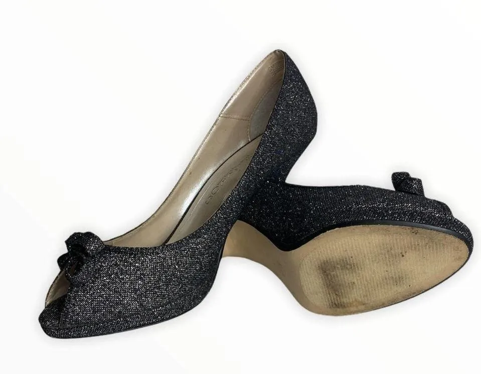 Caparros Silver Sparked Peep Toe Heels - Image 4