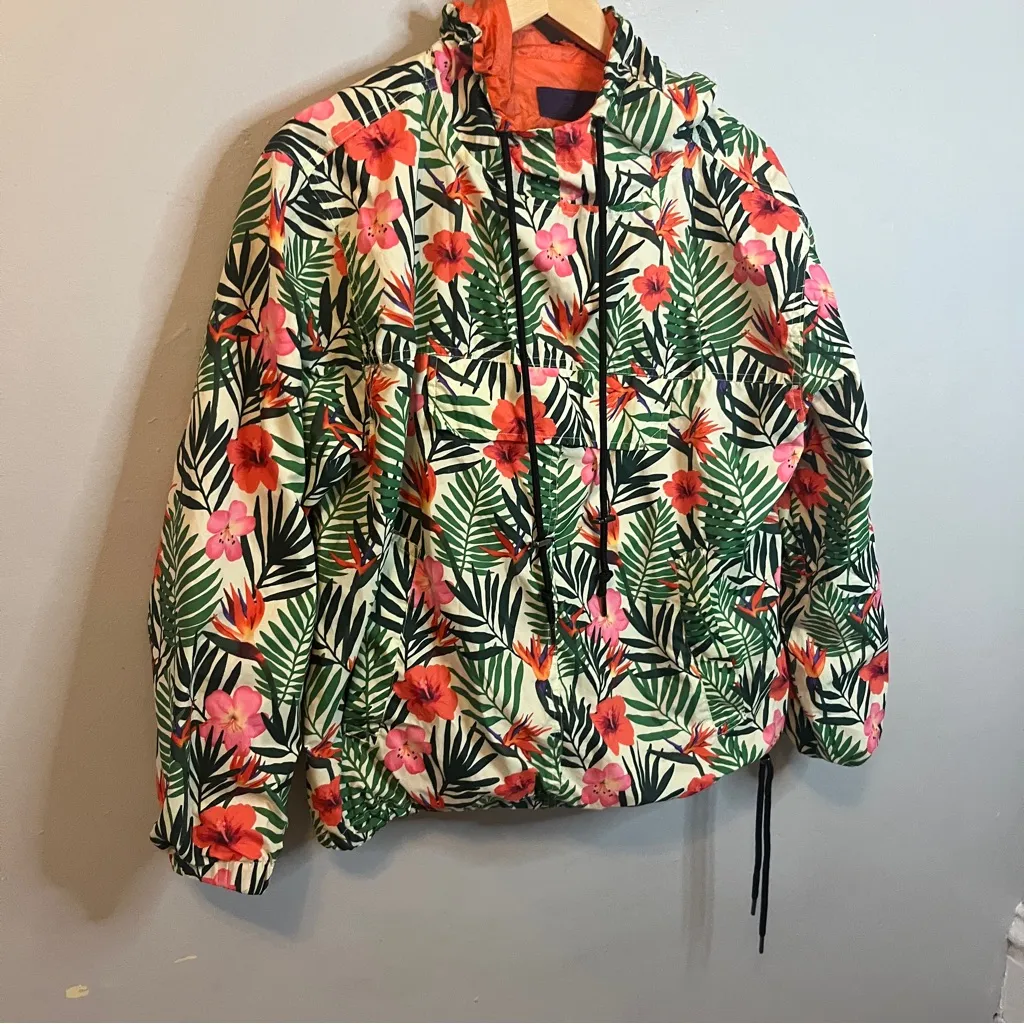 Vibrant Floral Print Windbreaker  Hoodie - Image 2