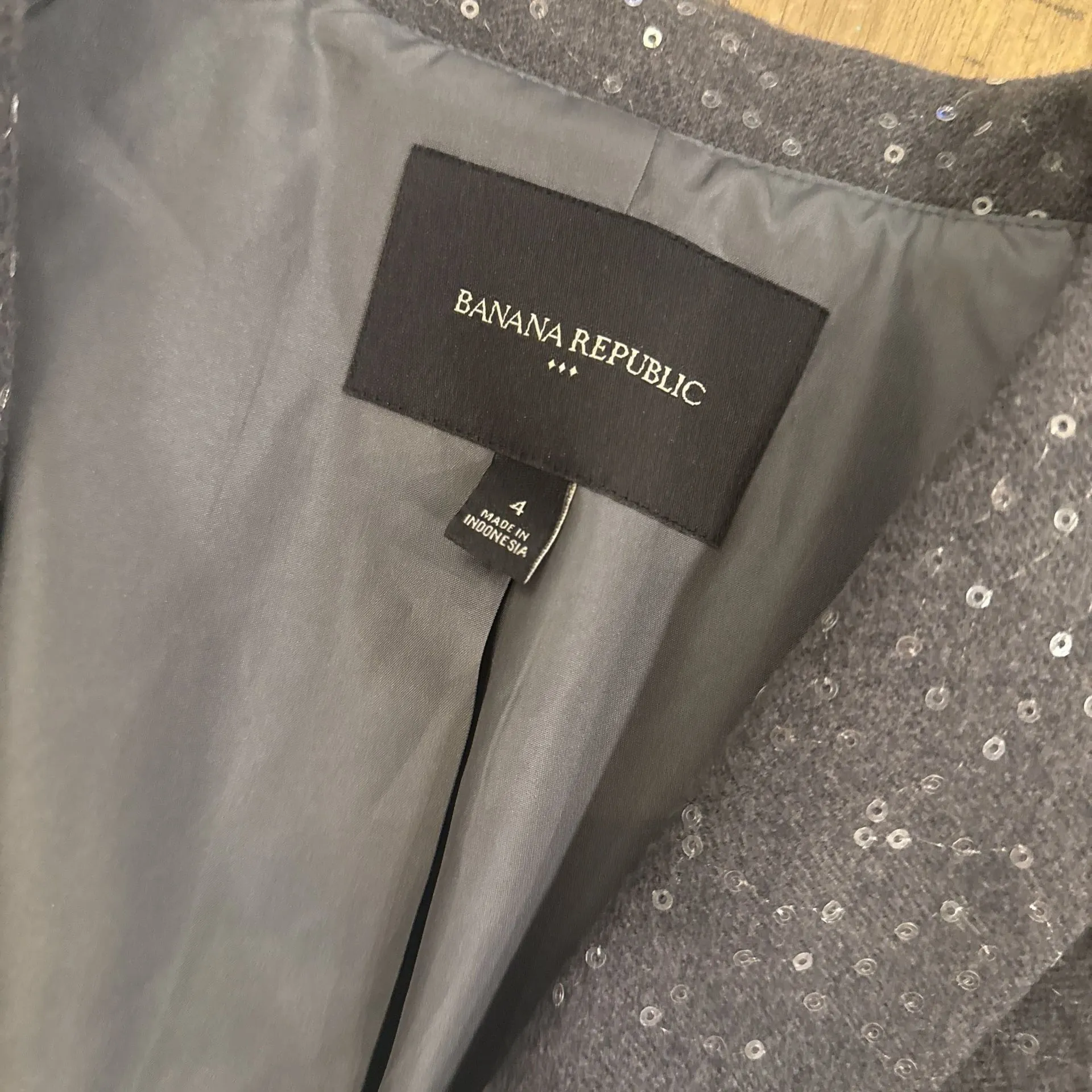 Banana Republic Grey Sequin Peplum Blazer - Image 2