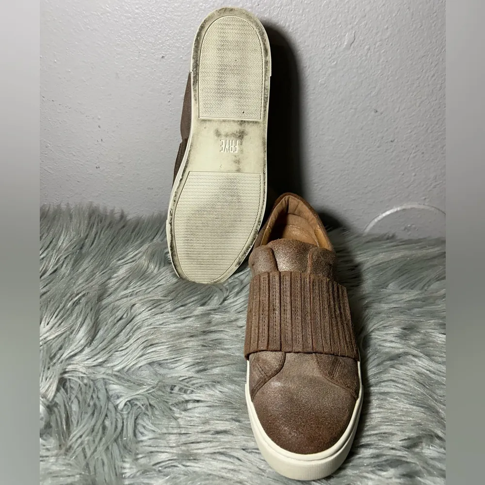 FRYE Ivy Gore Distressed Leather Slip-On Sneakers Brown Size 8.5 - Image 8