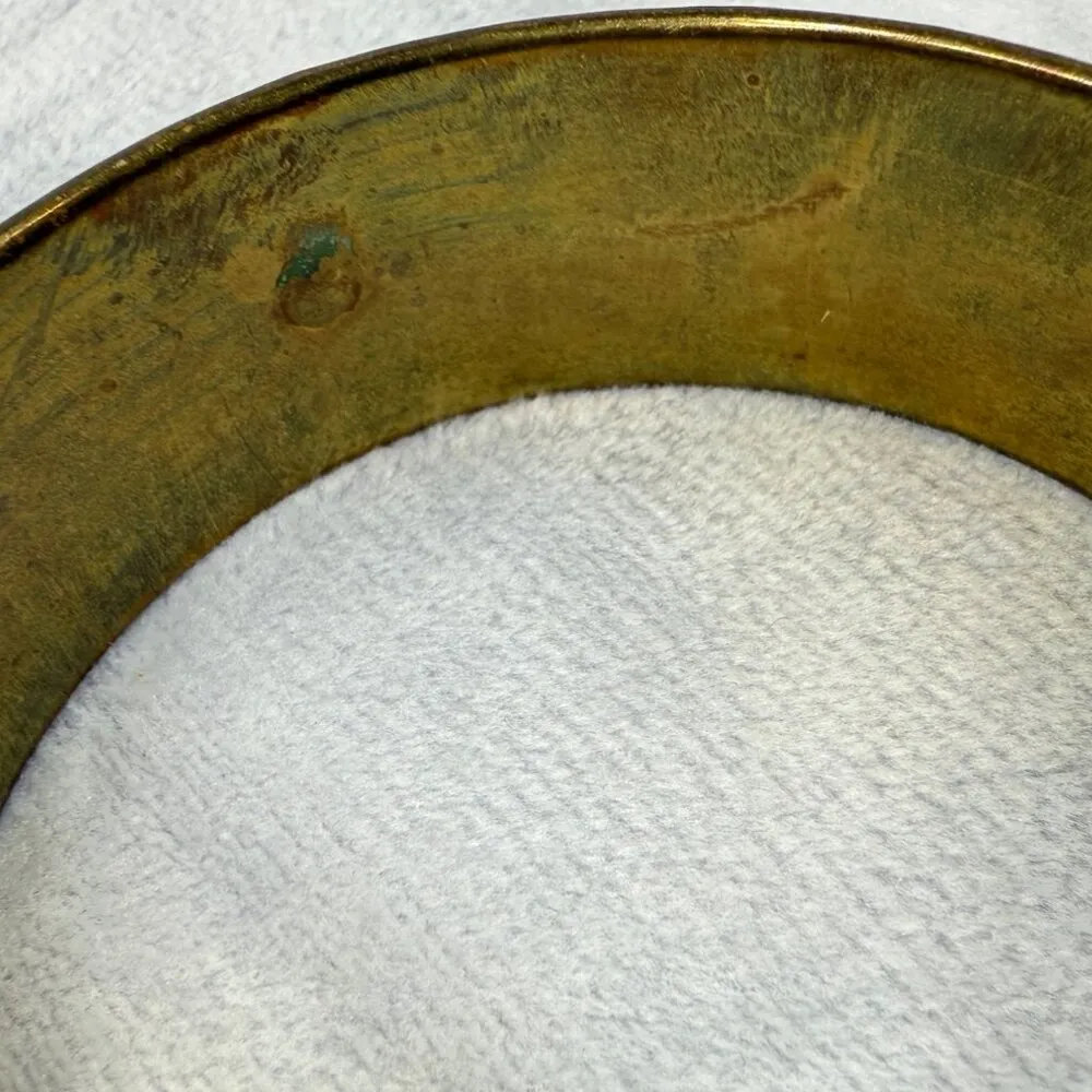 Vintage Brass & Blue Material Woven Design Bangle Bracelet Women Jewelry Classic - Image 12