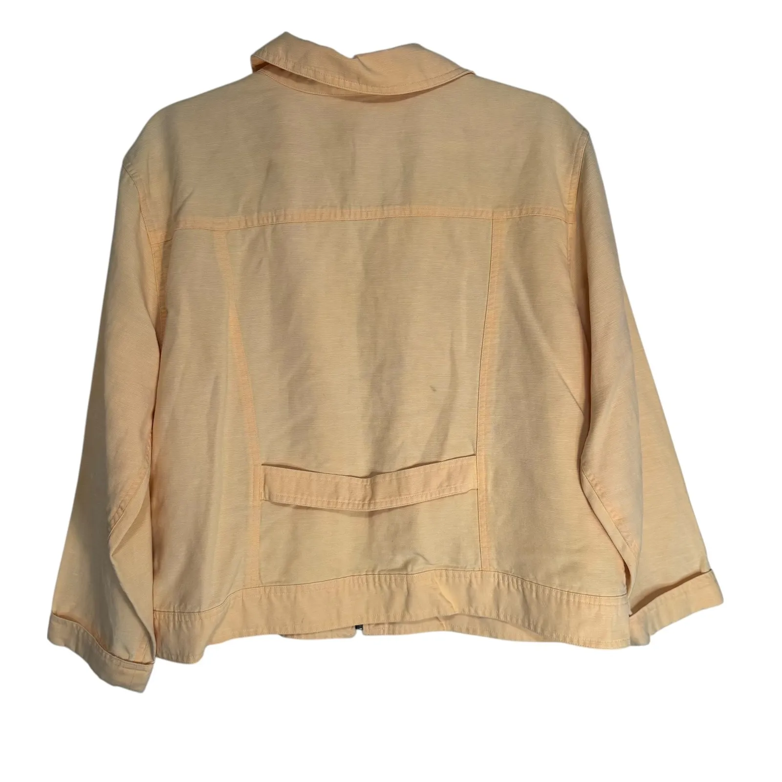 J Jill Petite Yellow Linen Blend Zip Up Utility Jacket Women LP - Image 8