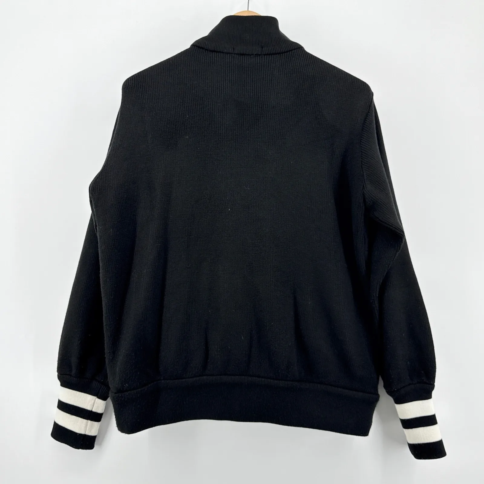P.J.‎ Salvage Black Quilted Babe Jacket Ribbed Knit Sleeve Varsity Bomber Medium - Image 8