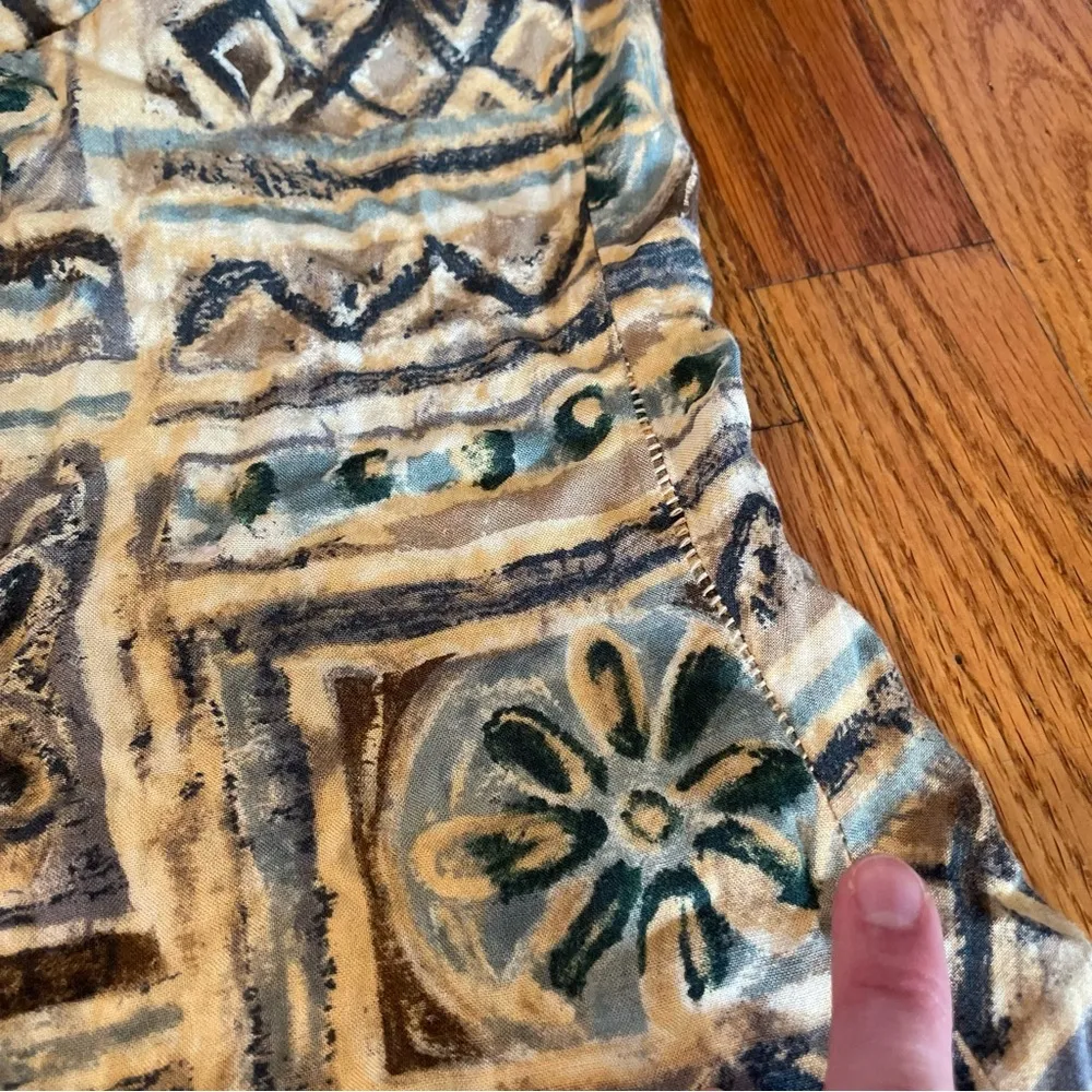 VINTAGE VTG ? JONI BLAIR Yellow Aztec Geo Geometric Tile Print Summer Midi Dress Size M - Image 15